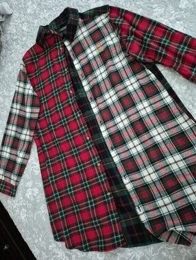 Lauren Ralph Lauren Mixed Plaid Womens Button-Up Sleep Shirt - Size Small